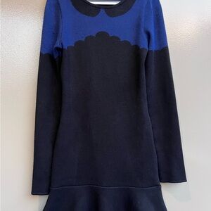 Nasty Gal Blue & Black Long Sleeve Knit Mini Dress XS, Made in USA